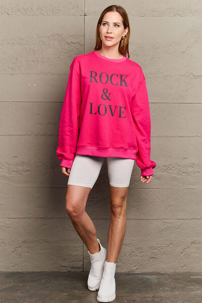 Simply Love Full Size ROCK & LOVE Round Neck Sweatshirt