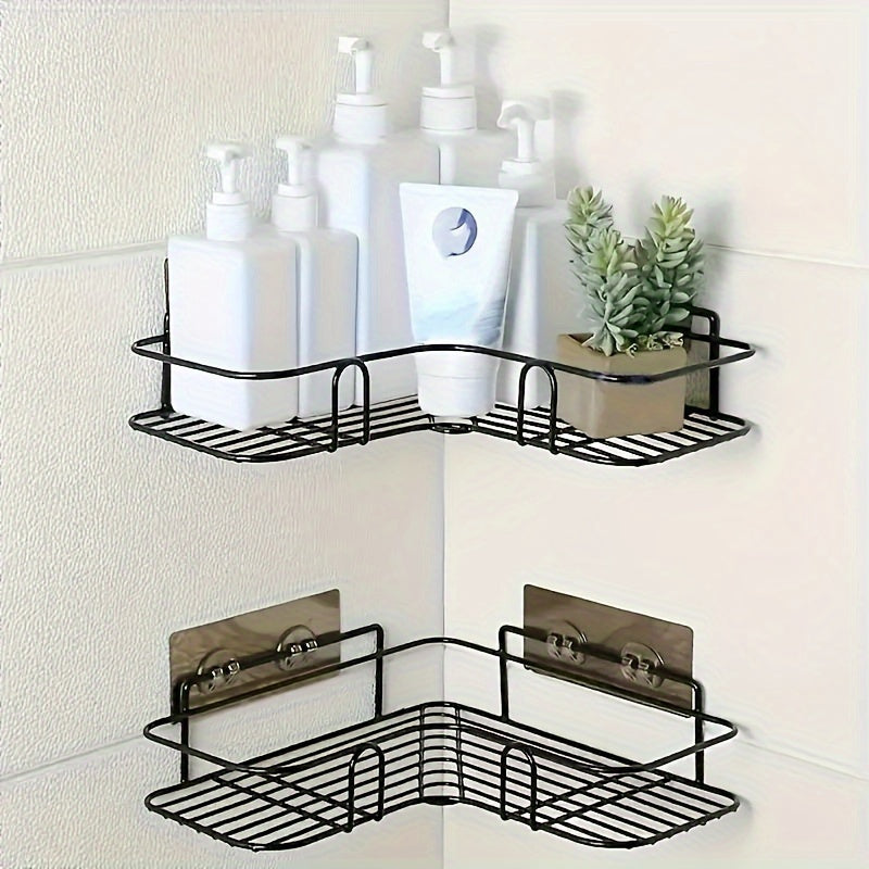 1pc Triangle Wall Mounted Shower Caddy Rack for Bathroom and Kitchen - Easy Installation, Convenient Storage, and Organization of Bathroom Accessories bathroom accessories