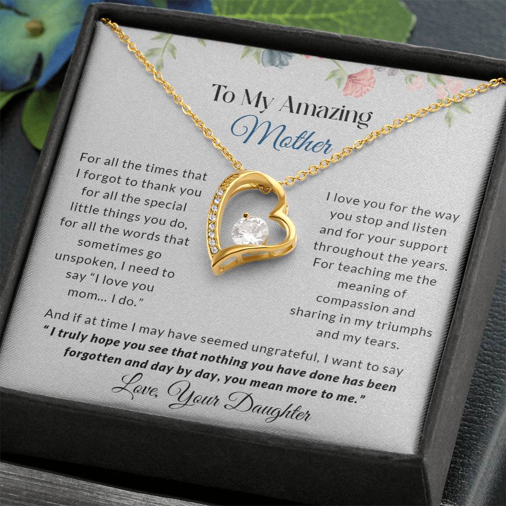 To My Amazing Mother | I Love You - Forever Love Necklace