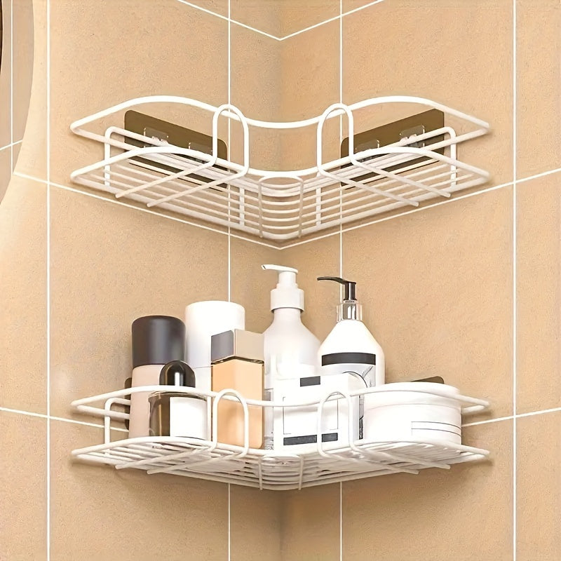 1pc Triangle Wall Mounted Shower Caddy Rack for Bathroom and Kitchen - Easy Installation, Convenient Storage, and Organization of Bathroom Accessories bathroom accessories