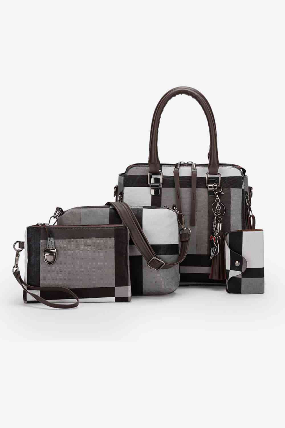 4-Piece Color Block PU Leather Bag Set - Enhance Your Attire.