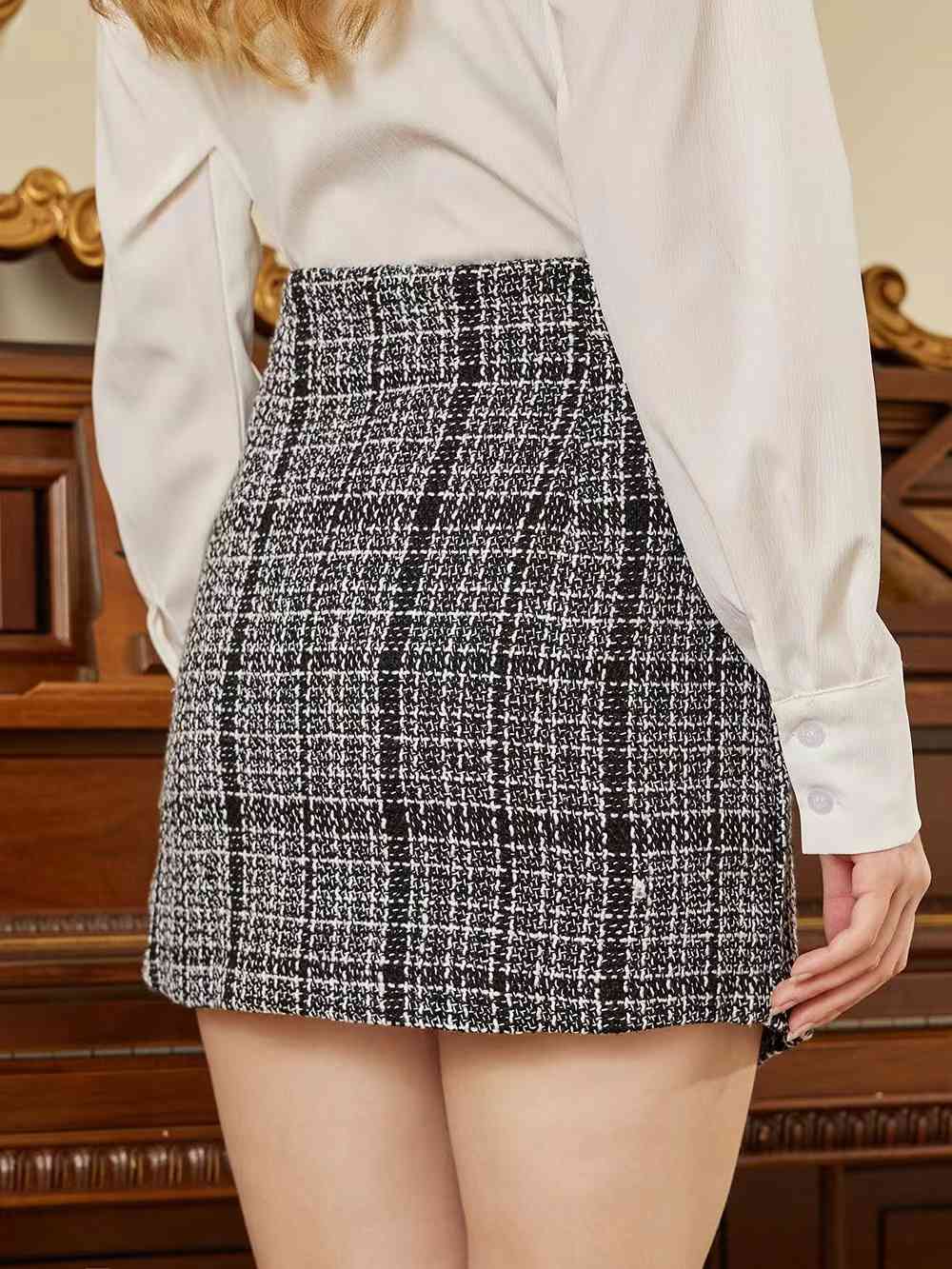 High Waist Buttoned Mini Skirt